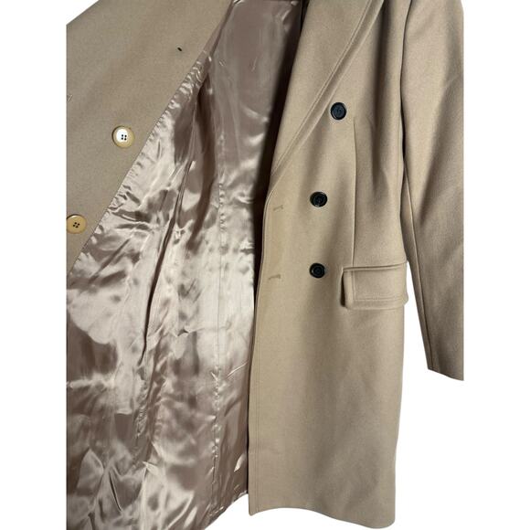 Reiss Camel Tan Wool l Double Breasted Long Coat Size 2 - Picture 6 of 9
